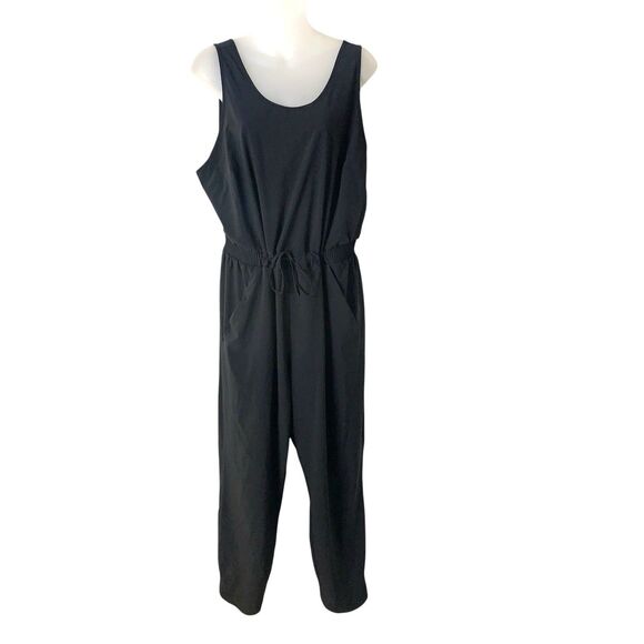 All In Motion Jumpsuit Women's XL Black Athletic Sleeveless Pockets Drawstring - Picture 1 of 10
